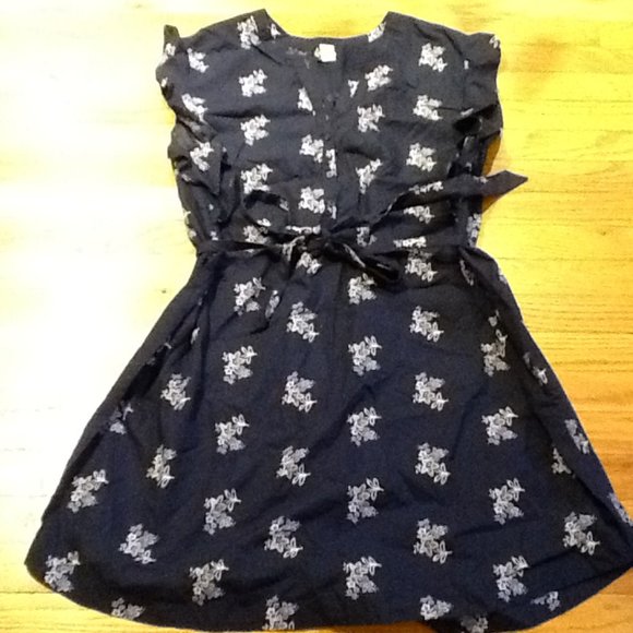 Navy/Light Blue/White Flowered Cotton Dress - Picture 3 of 5
